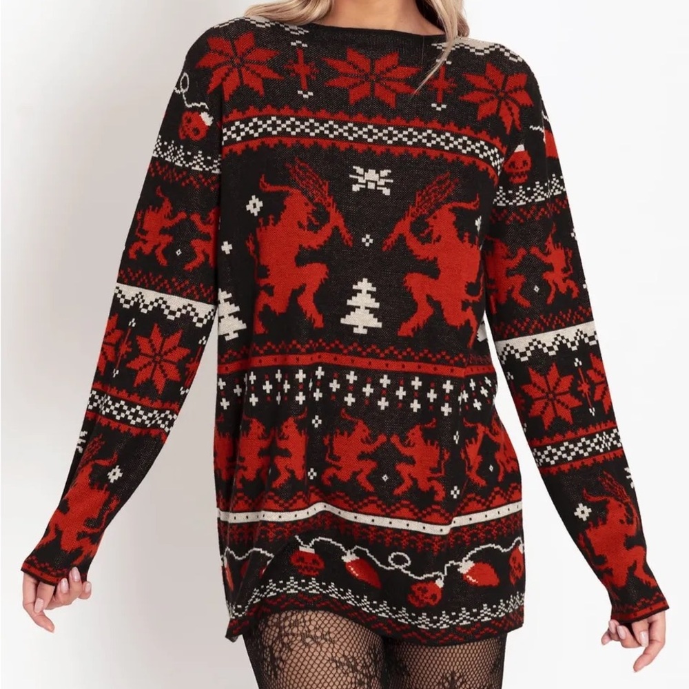 Blackmilk “UGLY CHRISTMAS OVERSIZED KNIT SWEATER - LIMITED“ SIZE M/L NWT Krampus
